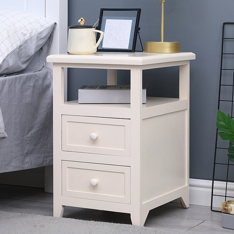 Modern Solid Wood Nightstand Drawers Storage 21 Inch H Legs Included Night Table