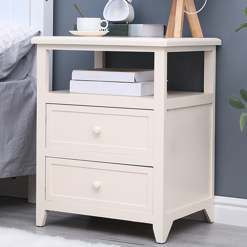 Modern Solid Wood Nightstand Drawers Storage 21 Inch H Legs Included Night Table