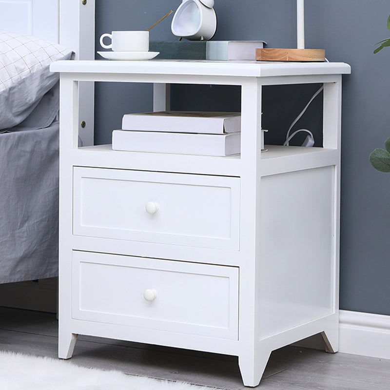 Modern Solid Wood Nightstand Drawers Storage 21 Inch H Legs Included Night Table