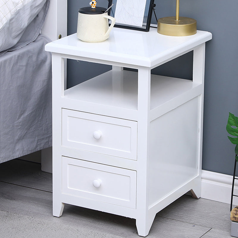 Modern Solid Wood Nightstand Drawers Storage 21 Inch H Legs Included Night Table