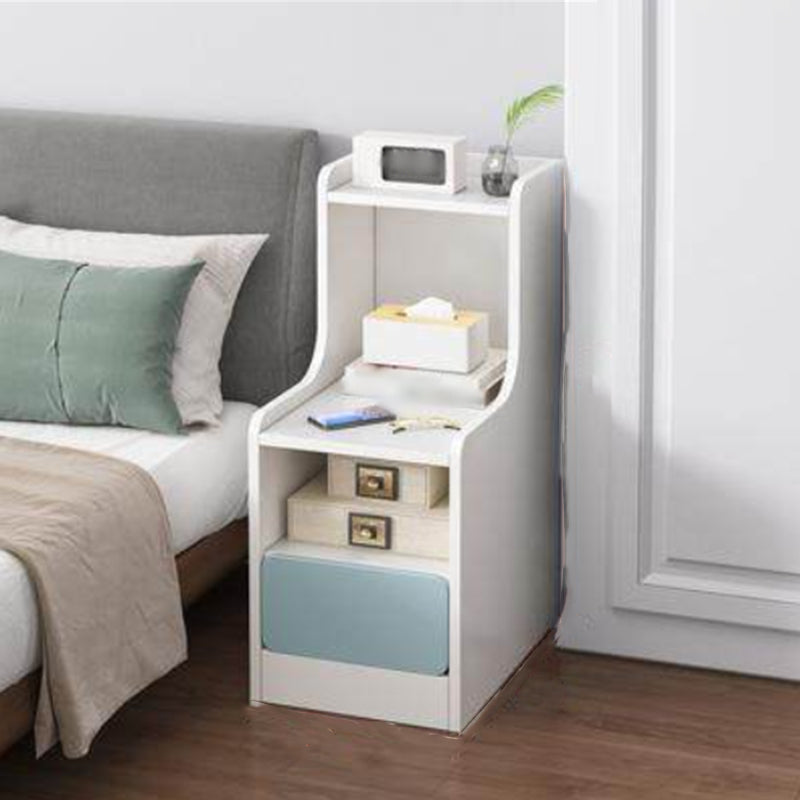 Modern Open Storage Night Table Drawer Storage Imitation Wood Nightstand