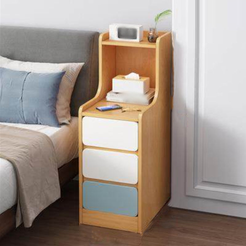 Modern Open Storage Night Table Drawer Storage Imitation Wood Nightstand