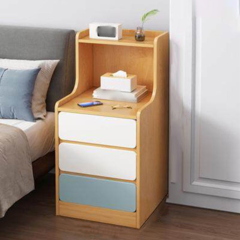 Modern Open Storage Night Table Drawer Storage Imitation Wood Nightstand