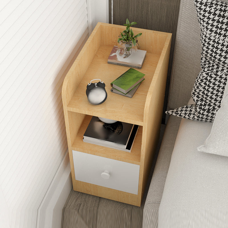 Modern Open Storage Night Table Drawer Storage Imitation Wood Nightstand