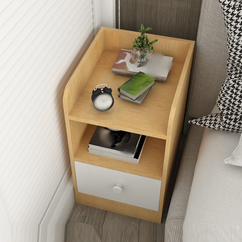 Modern Open Storage Night Table Drawer Storage Imitation Wood Nightstand