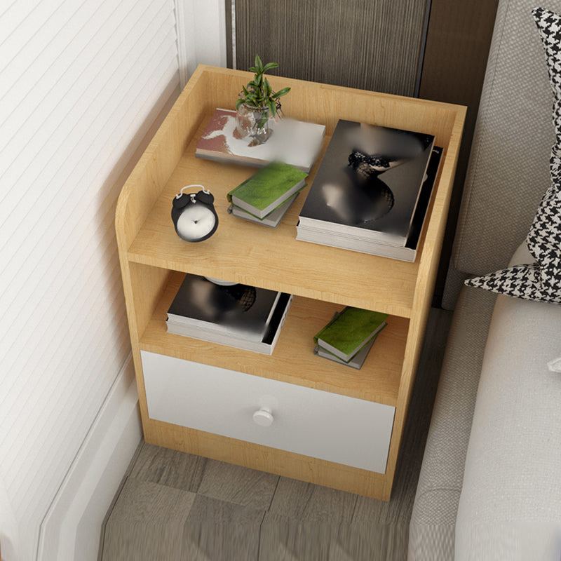 Modern Open Storage Night Table Drawer Storage Imitation Wood Nightstand