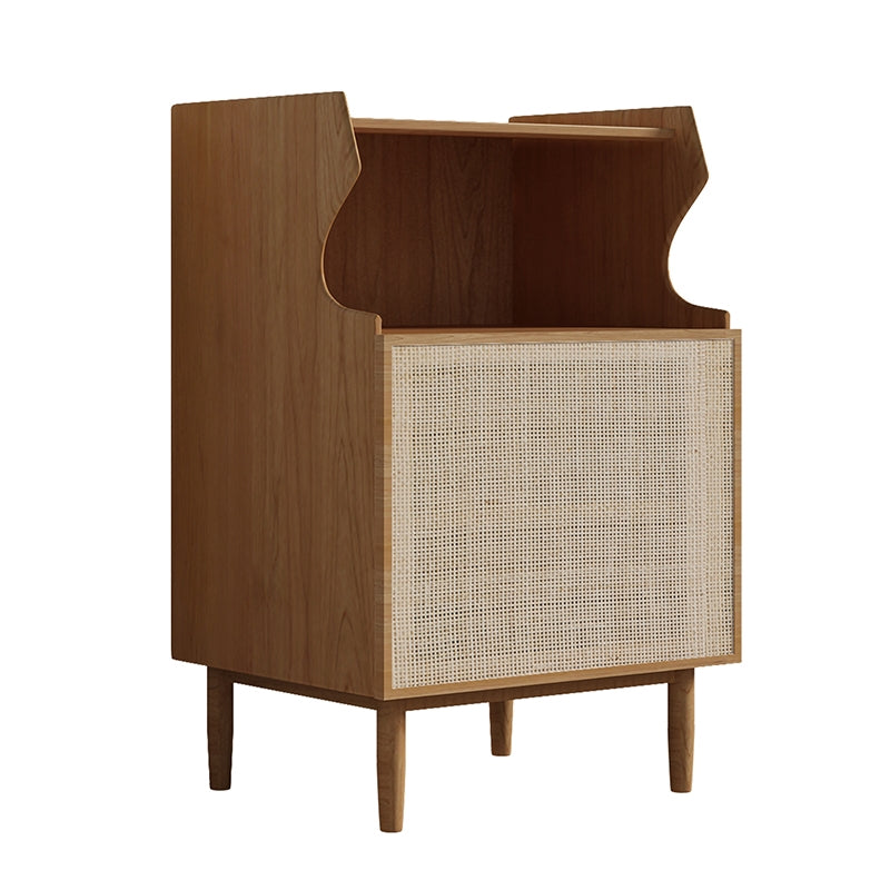 28'' Tall Solid Wood Nightstand Modern 1-Shelf 1-Door Bedside Cabinet