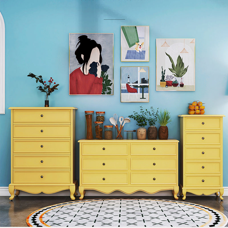 Yellow Lingerie Chest Modern Vertical Storage Chest with Drawers for Bedroom