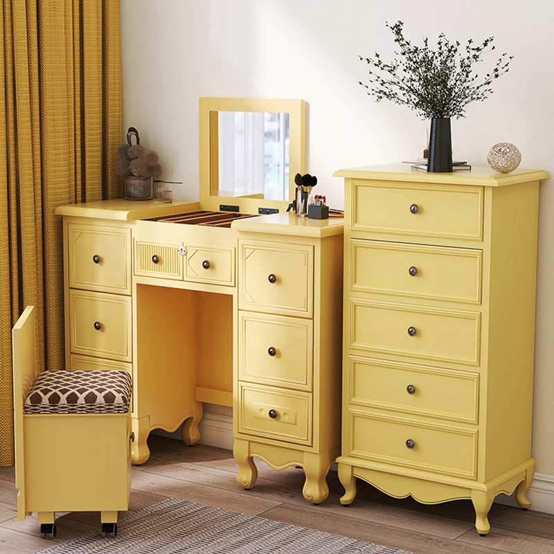 Yellow Lingerie Chest Modern Vertical Storage Chest with Drawers for Bedroom