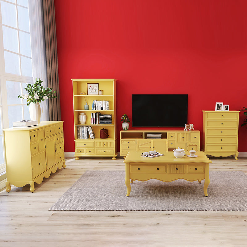 Yellow Lingerie Chest Modern Vertical Storage Chest with Drawers for Bedroom