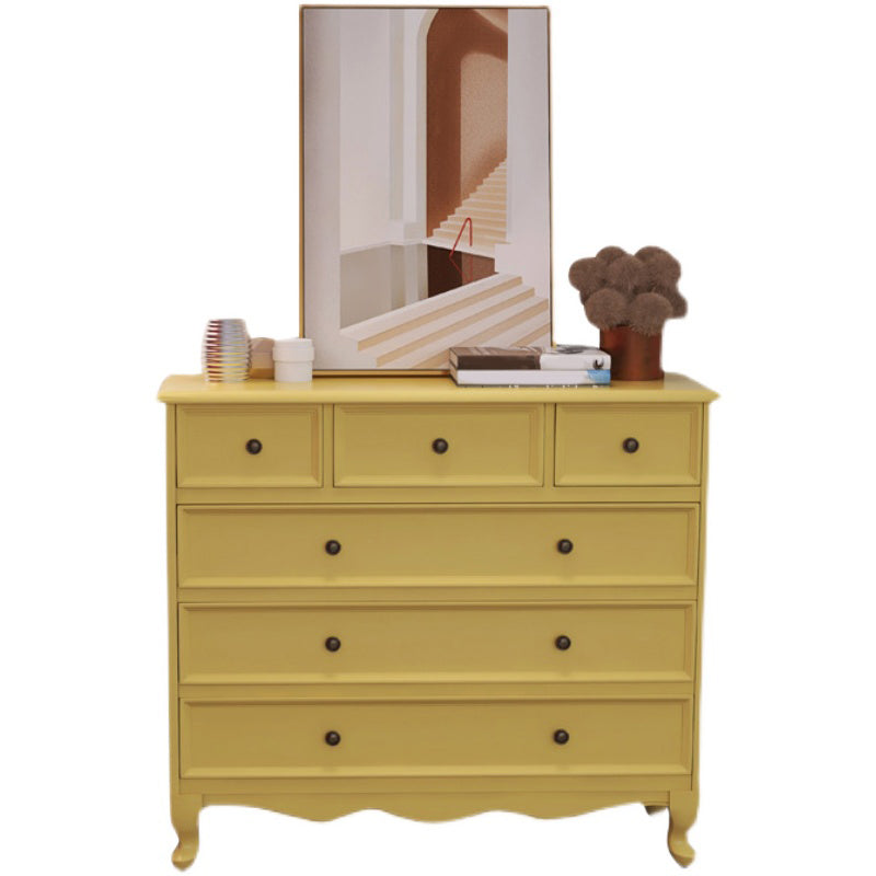 Yellow Lingerie Chest Modern Vertical Storage Chest with Drawers for Bedroom