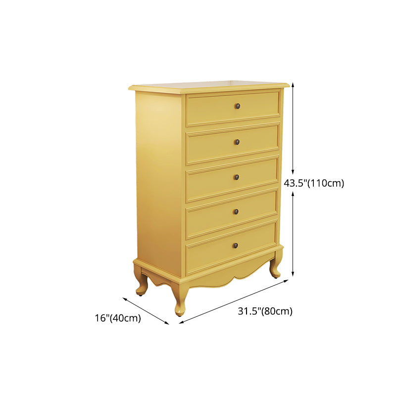 Yellow Lingerie Chest Modern Vertical Storage Chest with Drawers for Bedroom