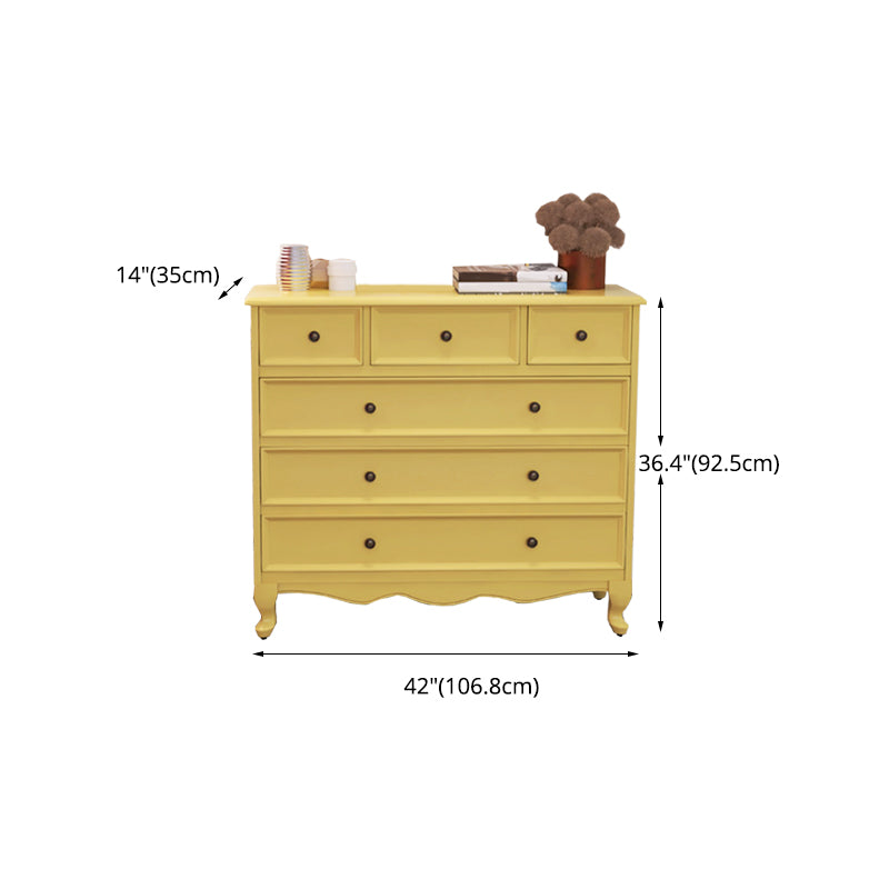 Yellow Lingerie Chest Modern Vertical Storage Chest with Drawers for Bedroom