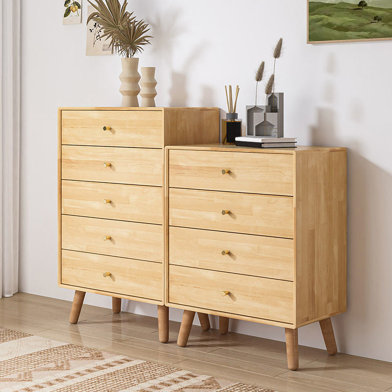 Vertical Wooden Chest Modern Storage Chest with Drawers for Bedroom