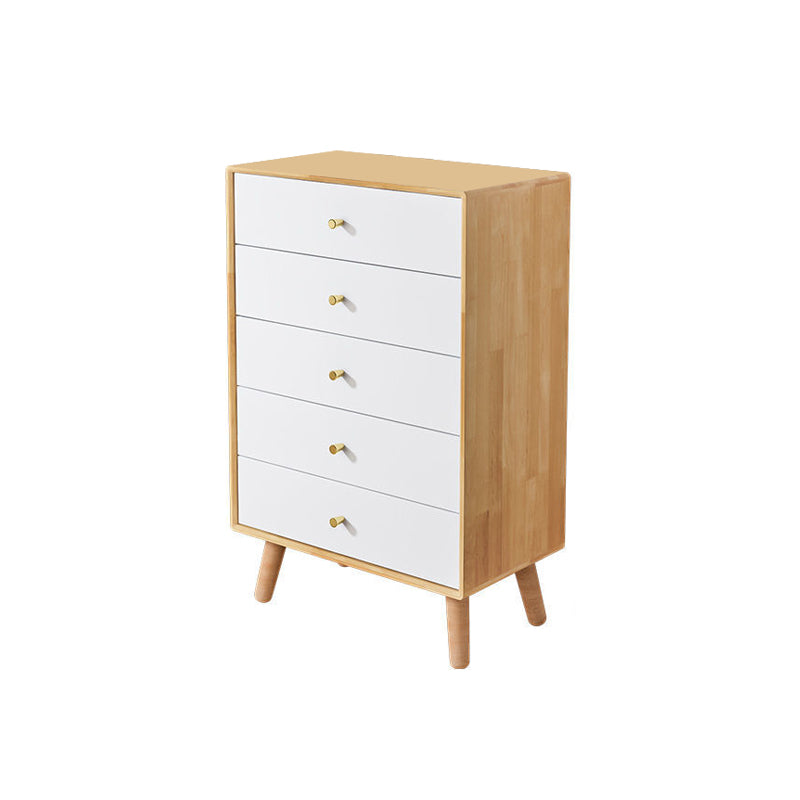 Vertical Wooden Chest Modern Storage Chest with Drawers for Bedroom