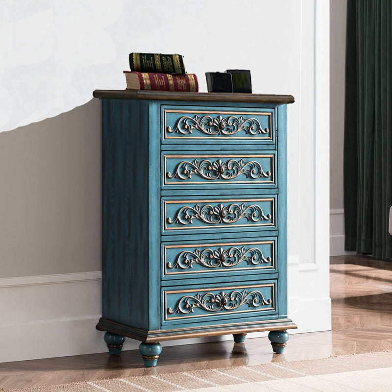 Traditional Vertical Chest Wooden Storage Chest with Drawers for Bedroom