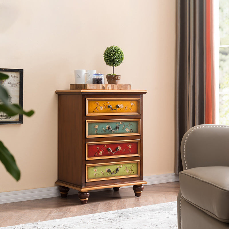 Traditional Vertical Chest Wooden Storage Chest with Drawers for Bedroom