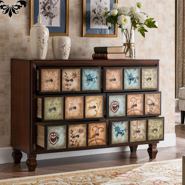 Traditional Dresser Bedroom Solid Wood Storage Chest in White and Brown