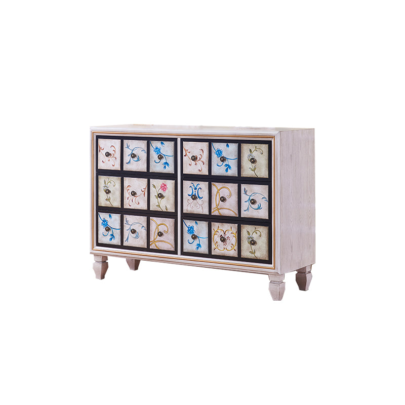 Traditional Dresser Bedroom Solid Wood Storage Chest in White and Brown