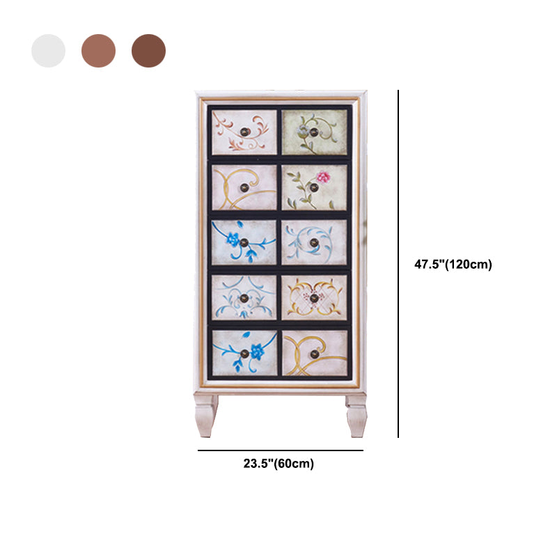 Traditional Dresser Bedroom Solid Wood Storage Chest in White and Brown