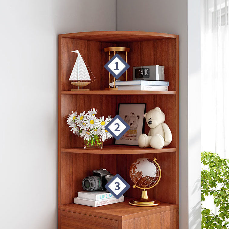 Closed Wooden Bookshelf Modern Home Corner Triangle Bookcase