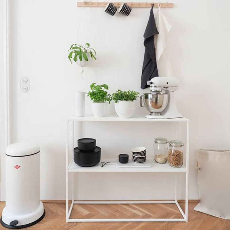 Contemporary Iron Console Table with Storage Shelf and Frame Base