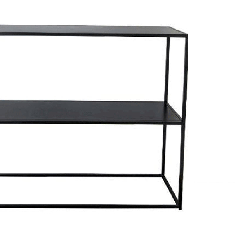 Contemporary Iron Console Table with Storage Shelf and Frame Base