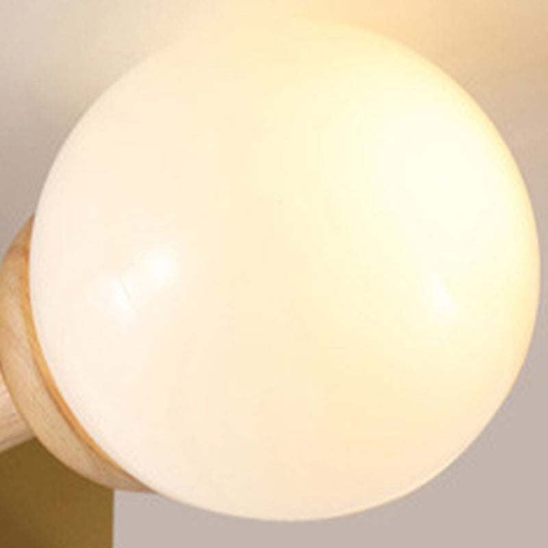 White Globe 3 / 6 / 8 - Light Ceiling Semi Flush , Wood , Sphere Semi Flush Light