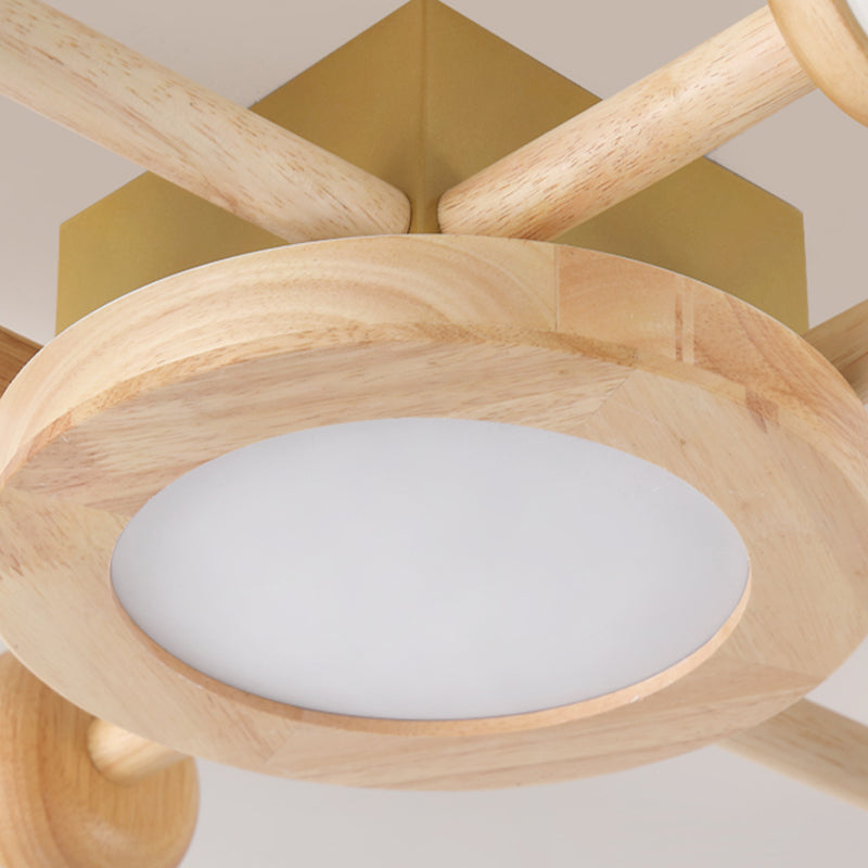 White Globe 3 / 6 / 8 - Light Ceiling Semi Flush , Wood , Sphere Semi Flush Light