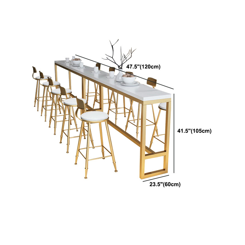 Contemporary Style Rectangle Bar Table Solid Wood Bistro Bar Desk with Footrest