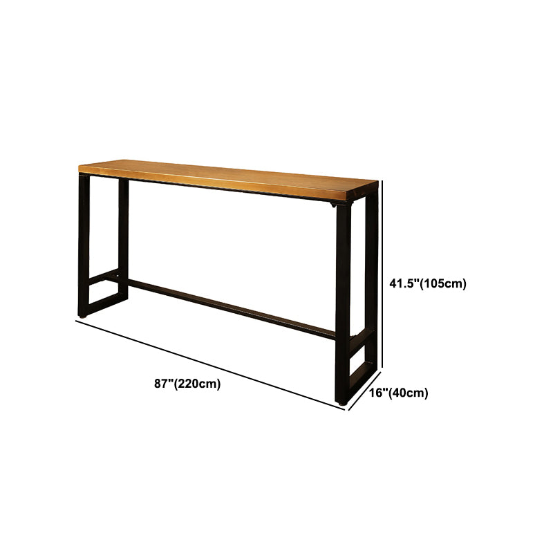 Industrial Style Rectangle Bar Table Solid Wood Bistro Bar Desk with Footrest