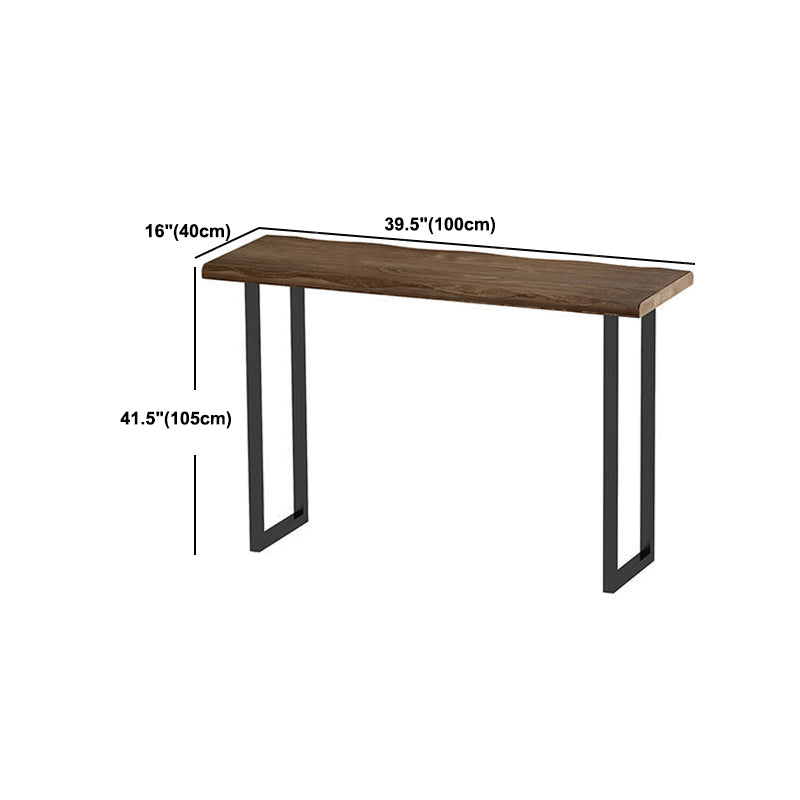 Dark Brown Pine Wood Top Bar Table Industrial Metal Frame Pub Table