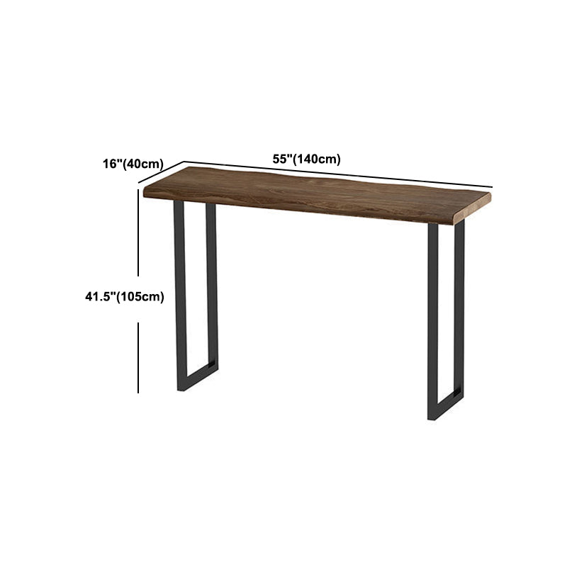 Dark Brown Pine Wood Top Bar Table Industrial Metal Frame Pub Table