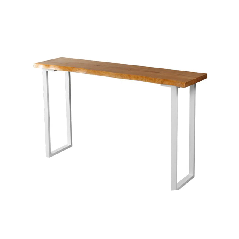 Contemporary Pub Table with Sled Rectangle Pine Wood Top Bar Table