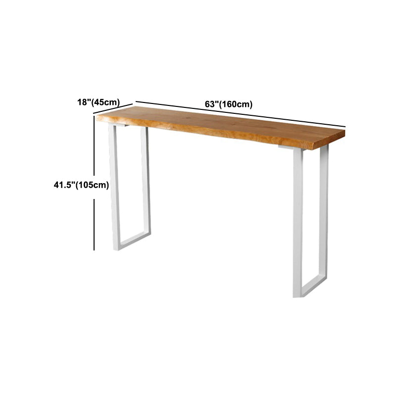 Contemporary Pub Table with Sled Rectangle Pine Wood Top Bar Table