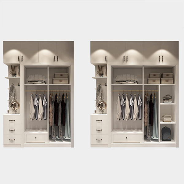 White Modern Wardrobe Armoire Engineered Wood Wardrobe Cabinet with Sliding Doors