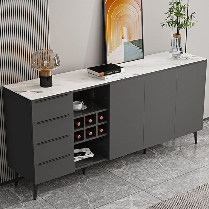 Stone Top Sideboard Contemporary Sideboard with Door and Drawer for Dining Room