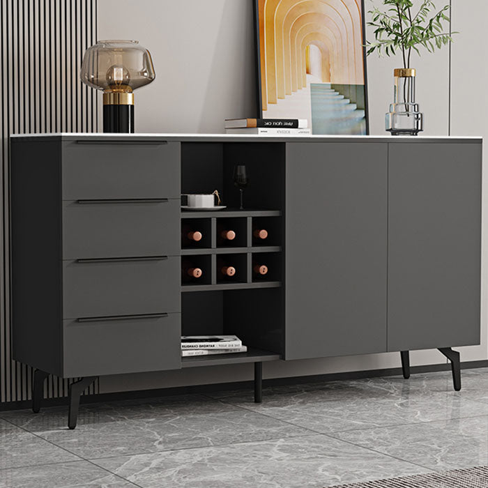 Stone Top Sideboard Contemporary Sideboard with Door and Drawer for Dining Room