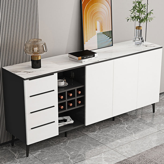 Stone Top Sideboard Contemporary Sideboard with Door and Drawer for Dining Room