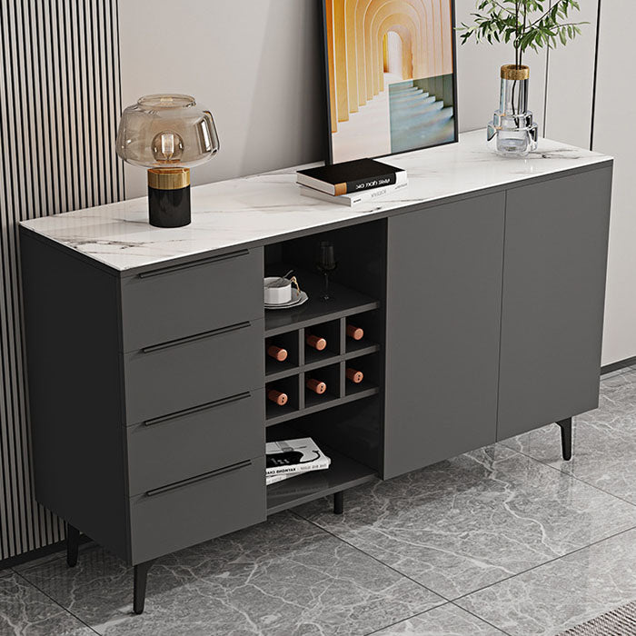 Stone Top Sideboard Contemporary Sideboard with Door and Drawer for Dining Room