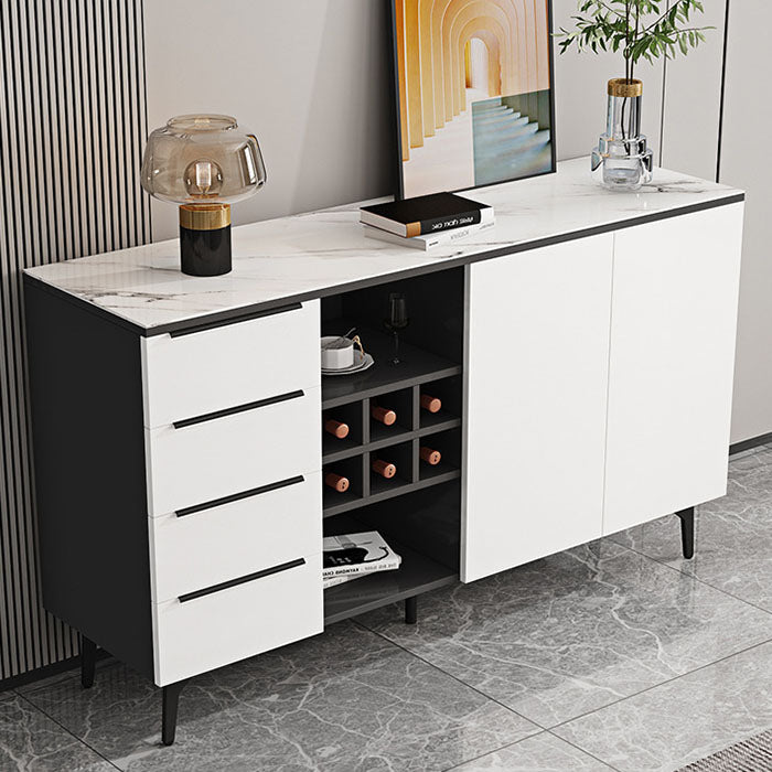 Stone Top Sideboard Contemporary Sideboard with Door and Drawer for Dining Room