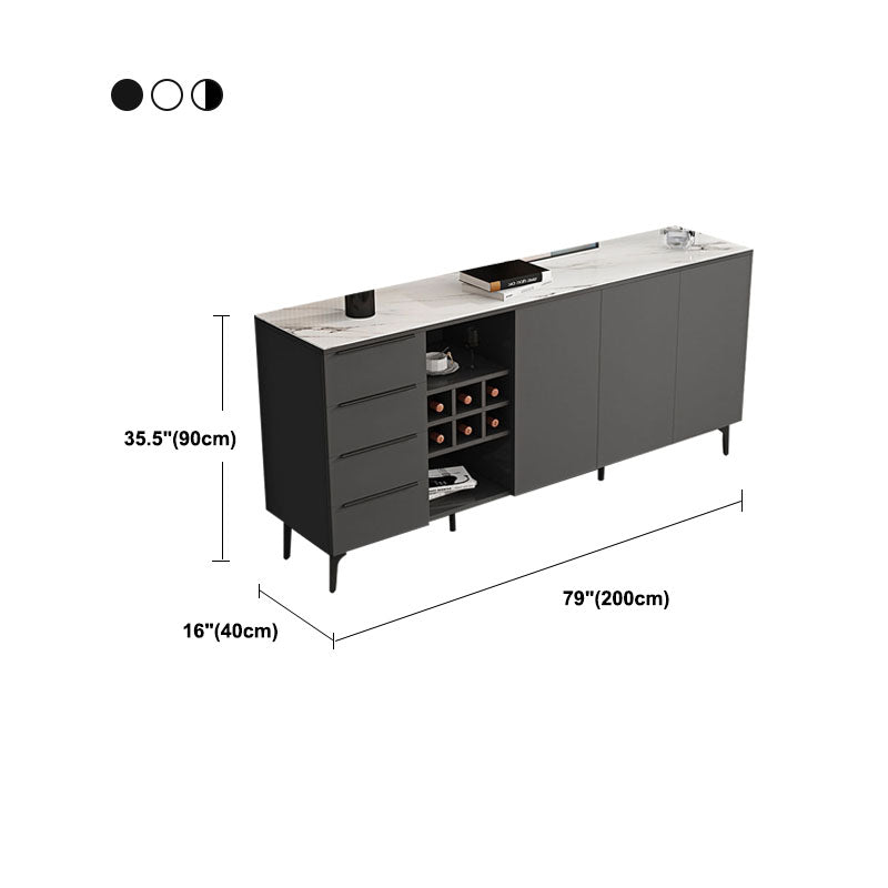 Stone Top Sideboard Contemporary Sideboard with Door and Drawer for Dining Room