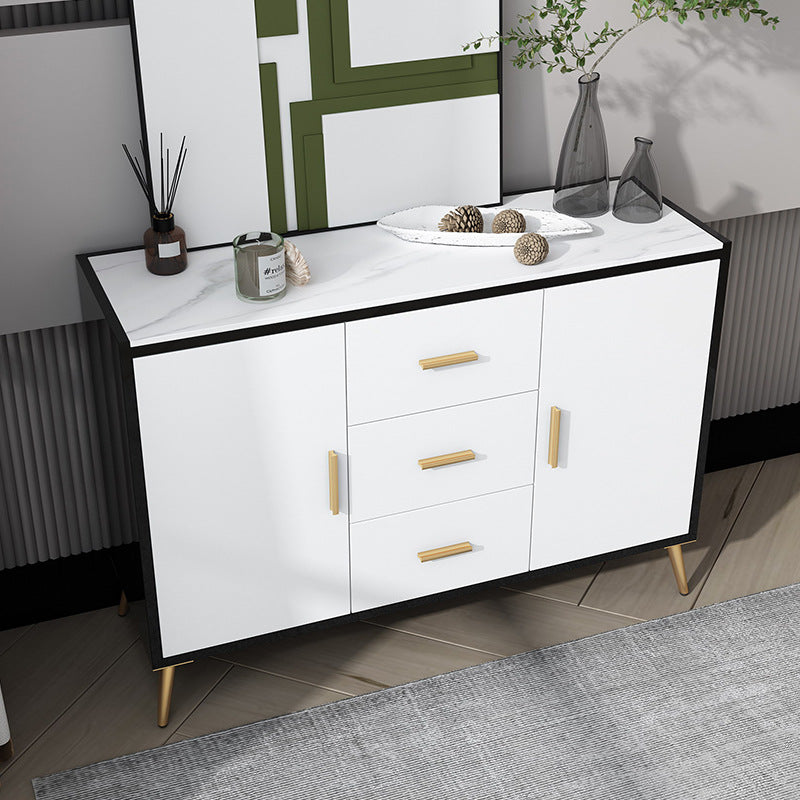 Glam Sideboard Stone Top Sideboard with Door and Drawer for Kitchen