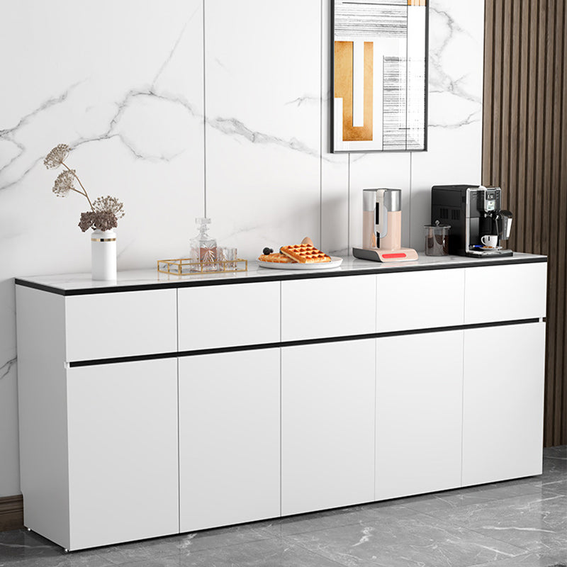 White Modern Sideboard Stone Top Sideboard with Door for Kitchen