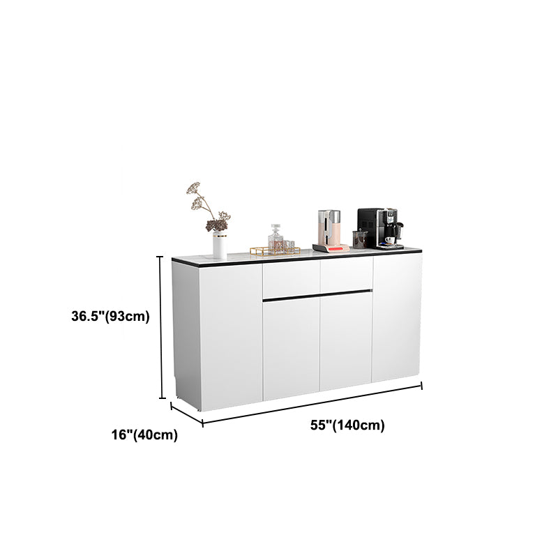 White Modern Sideboard Stone Top Sideboard with Door for Kitchen