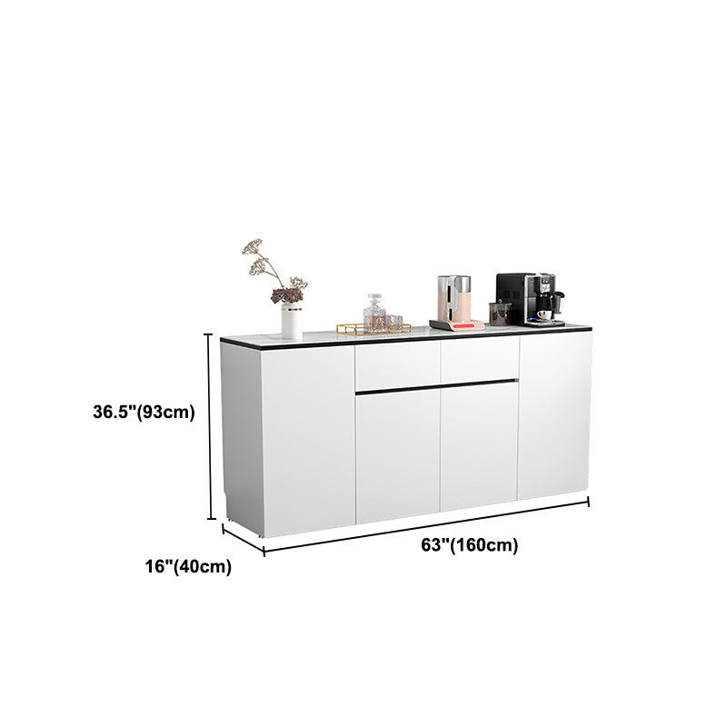 White Modern Sideboard Stone Top Sideboard with Door for Kitchen