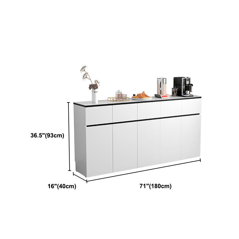 White Modern Sideboard Stone Top Sideboard with Door for Kitchen