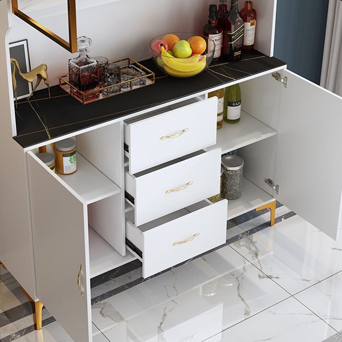 Modern Sideboard Wood Frame and Stone Top Sideboard with Door for Kitchen