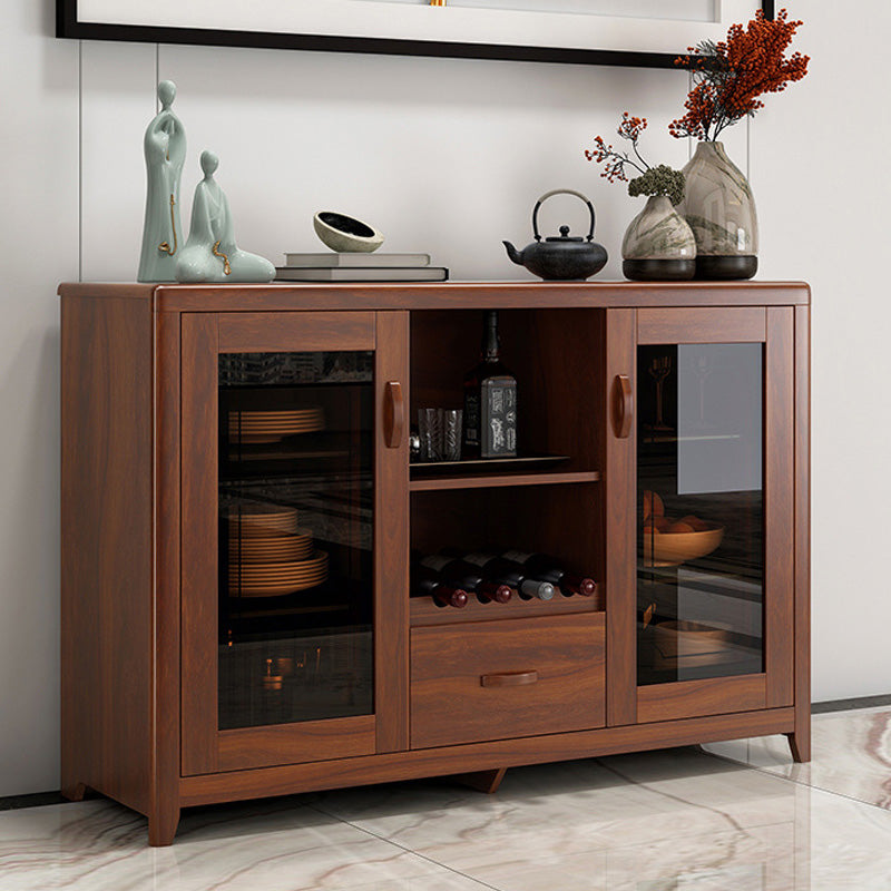 Contemporary Side Board Brown Engineered Wood Sideboard for Dining Room