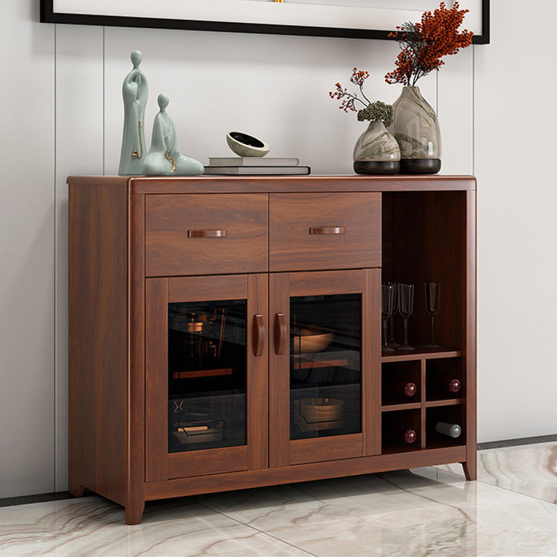 Contemporary Side Board Brown Engineered Wood Sideboard for Dining Room